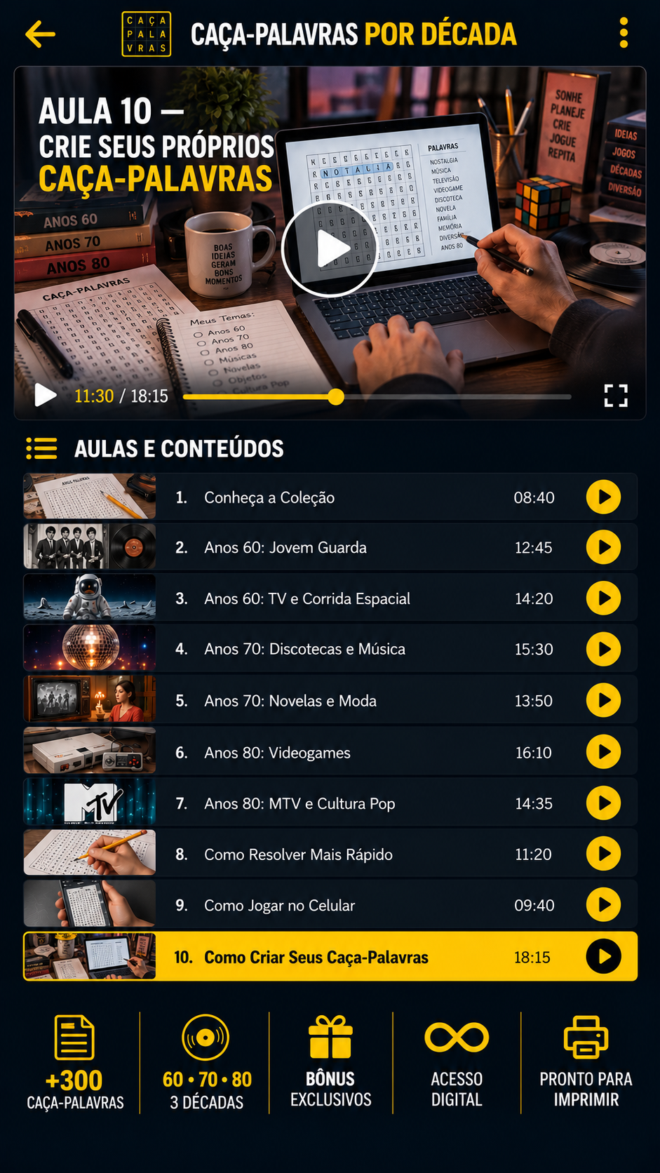 Aula 10 — Crie Seus Próprios Caça-Palavras